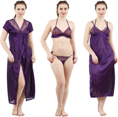 Romaisa Women Nighty Set(Purple)