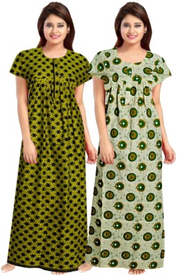 Hans Craft And Art Women Nighty Set(Green, Black)