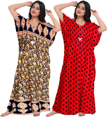Homezilla Women Nighty(Red)