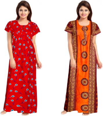 PMK FASHION Women Nighty Set(Orange)