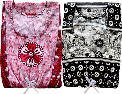 Hans Craft Women Nighty(Maroon, Black)