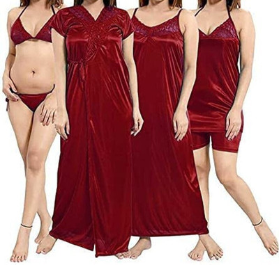 phkMall Women Nightdress(Maroon)