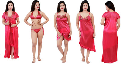mysie Women Nighty Set(Pink)