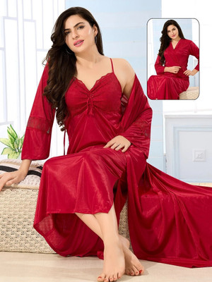 Kattly Women Nighty(Red)