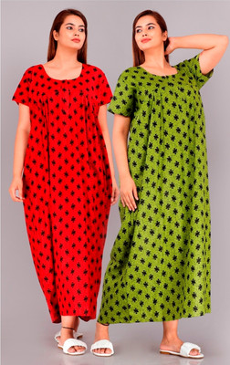 NIRMALA FASHIONS Women Nighty(Red)