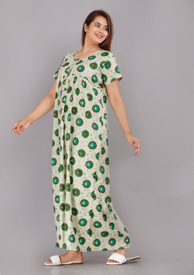 Homezilla Women Nighty(Green)