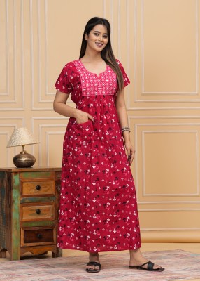 SHRI KRISHNA FABRIC Women Nighty(Red)