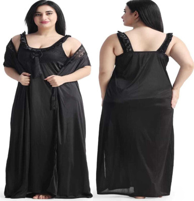Mixopia Women Nighty Set(Black)