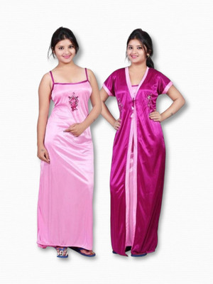 Mishubh Enterprise Women Nighty with Robe(Pink)