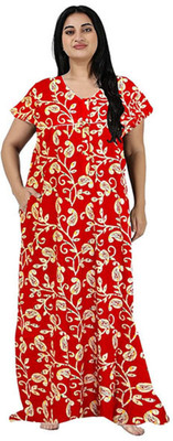 PRIYANSHI ENTERPRISES Women Nighty(Red)
