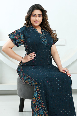 ZAIRRA Women Nighty(Dark Green)