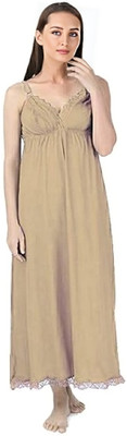 FashNwish Women Nighty(Beige)