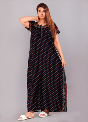 SHREE NAND CREATION Women Nighty(Dark Blue)