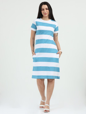 GREEN WILD Women Nightshirts(Blue, White)