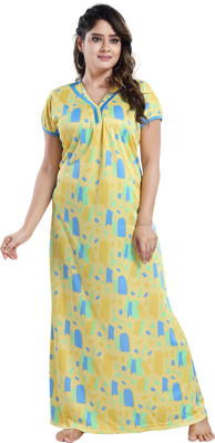 SHOPPING STATION Women Nighty(Yellow)
