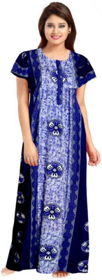 RR CREATION Women Nighty(Blue)