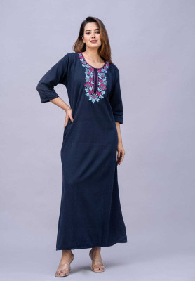 FITSHOLIC Women Nighty(Dark Blue)