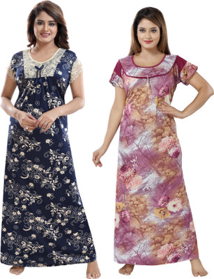 Shopping World Women Nighty Set(Multicolor)