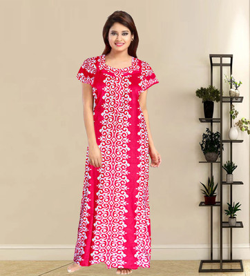 Saicreation Women Nighty(Pink)