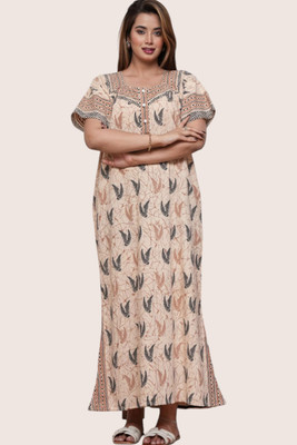Durga Enterprises Women Nightdress(Beige)