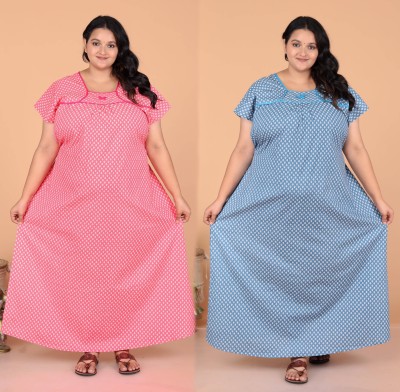 GoCozey Women Nighty(Pink, Blue)