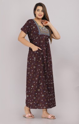 Toorvi Women Nighty(Brown)