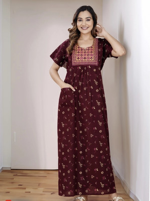 LA fashion Women Nighty(Maroon)