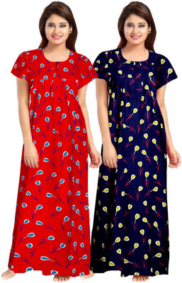 DreamBe Women Nighty Set(Red, Blue)
