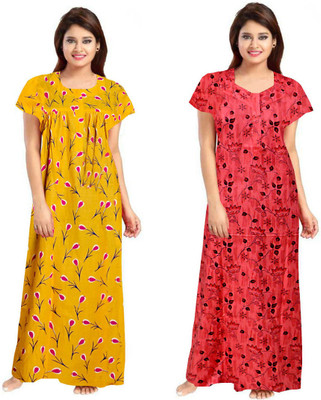 Vatatmaj Creations Women Nighty(Yellow, Red)