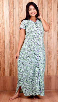 CLYMAA Women Maternity/Nursing Nighty(Light Green, Blue)