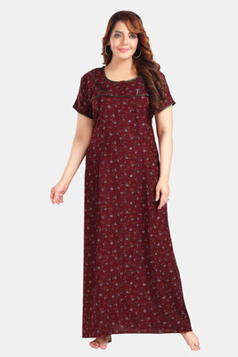 Fabme Women Maternity/Nursing Nighty(Maroon)