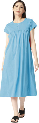 NOW OR NEVER Women Nighty(Light Blue)
