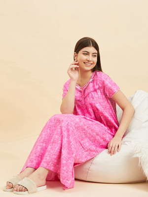 SWEET DREAMS Women Nighty(Pink)