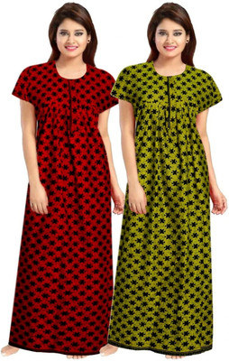 Aryansh Enterprises Women Nightdress(Maroon, Green)