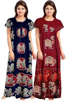 YUKATA Women Nighty Set(Red, Blue)