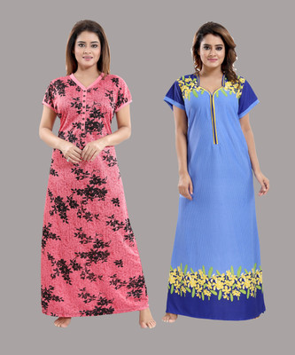 SHOPPING STATION Women Nighty Set(Multicolor)