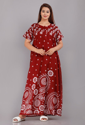 TANISHKA ENTERPRISES Women Nighty(Maroon)