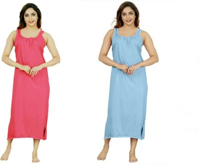 D'Heer Fashion Women Nighty(Pink, Light Blue)