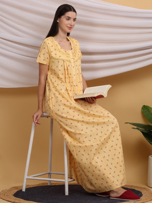 SWEET DREAMS Women Nighty(Yellow)