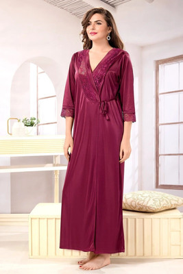 Kattly Women Nighty Set(Maroon)