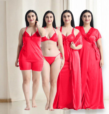 XPIOX Women Nighty(Red)
