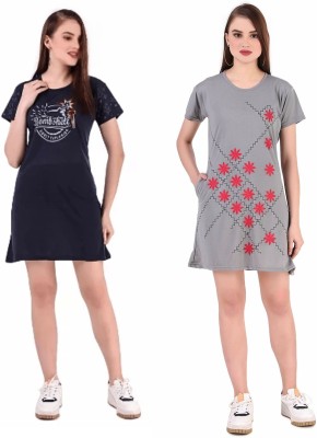 Bombshell Women Nightshirts(Dark Blue, Grey)