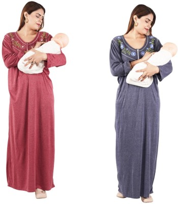 REN STAR Women Maternity/Nursing Nighty(Multicolor)