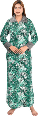 L r textiles Women Nighty(Light Green)