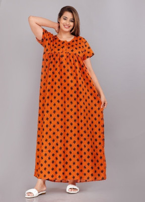 Sharma Distributor Women Nighty(Orange)