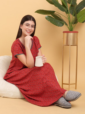 SWEET DREAMS Women Nighty(Red)