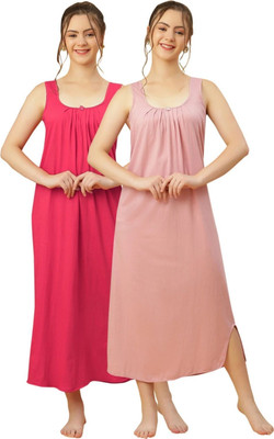 GANIX FASHION THAT DEFINE YOU Women Nightdress(Pink, Purple)