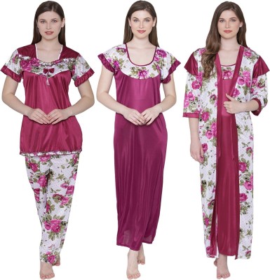 PHALIN Women Nighty Set(Multicolor)