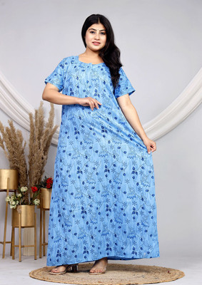 Homezilla Women Nighty(Blue)