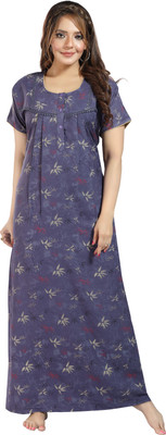 SHLOKE Women Nighty(Blue)